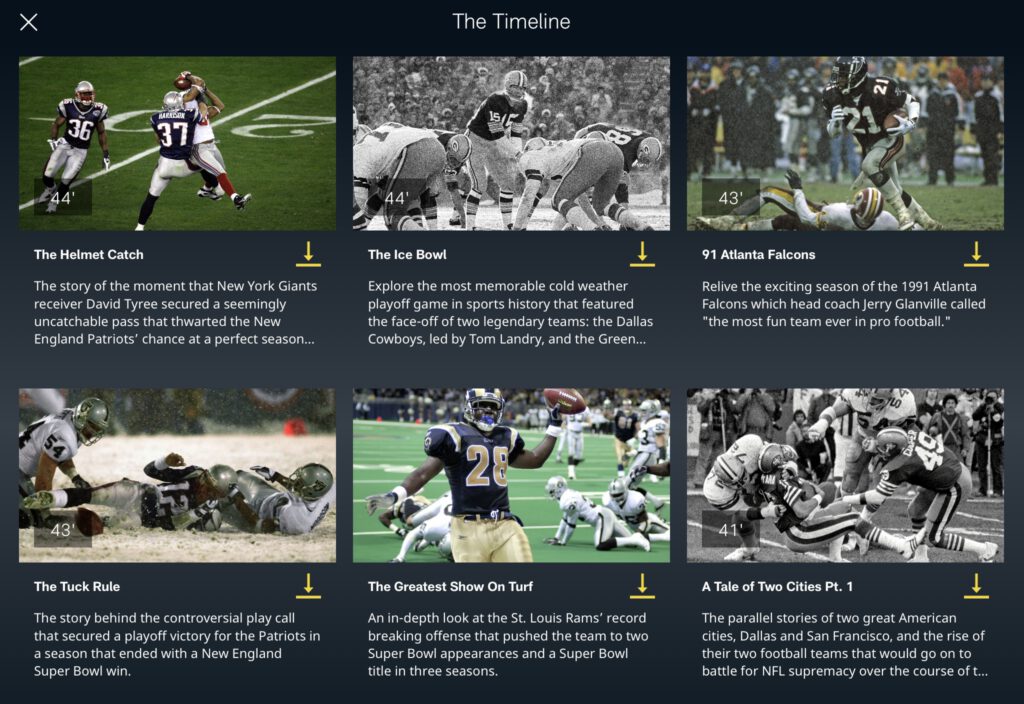 NFL Game Pass - Timeline