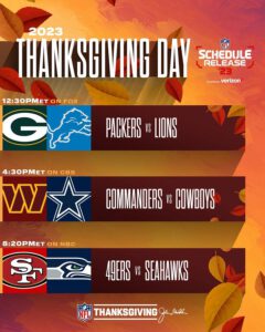 NFL Spielplan 2023 - Thanksgiving Day