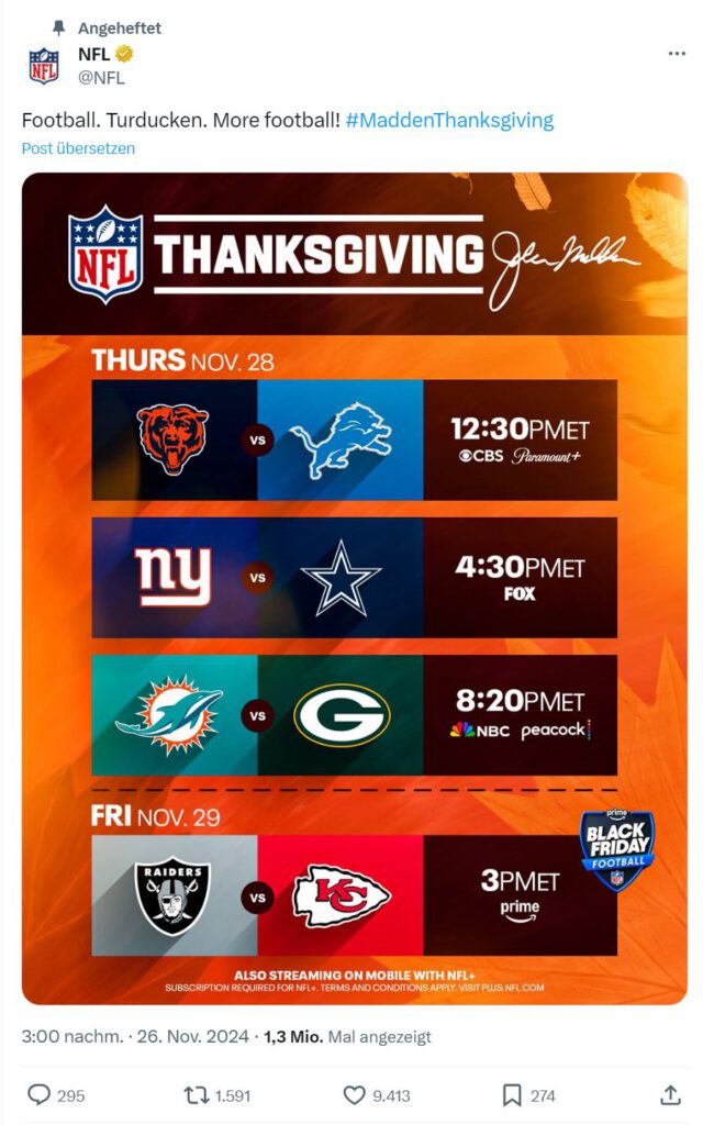 Wieso wird an Thanksgiving in der NFL gespielt?